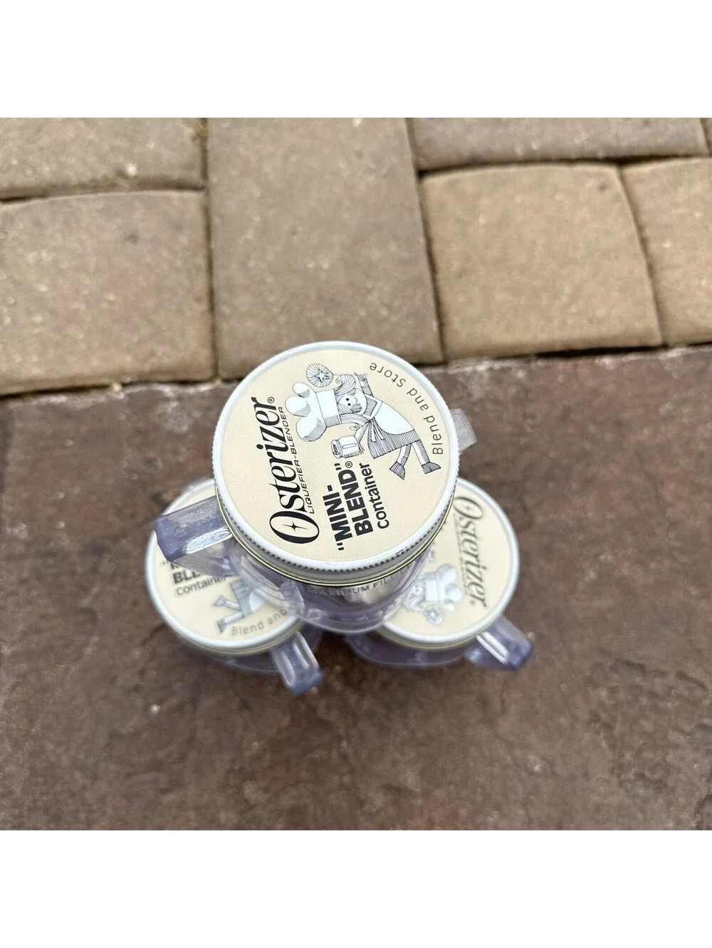 Vintage Osterizer Mini Blend and Store Containers 8 Ounces LOT OF 3